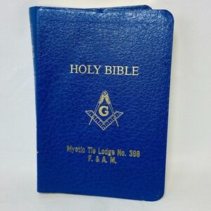 1990s Vintage Heirloom Master Mason's Edition Blue Holy Bible Masonic Lodge KS